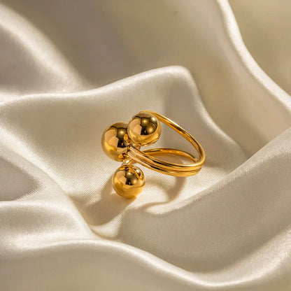 Premium 18k Gold Triple Ball Statement Ring