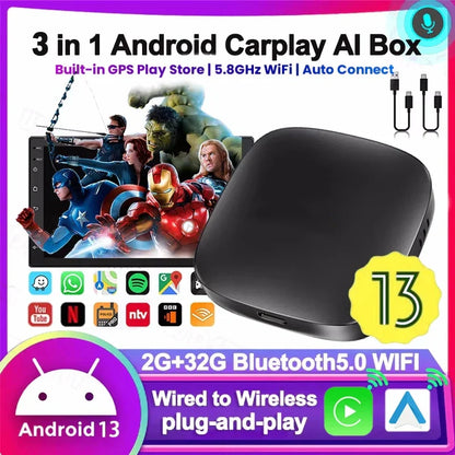 Smart Car Play Adapter 3-in-1 WiFi Streaming Box - Luxicro