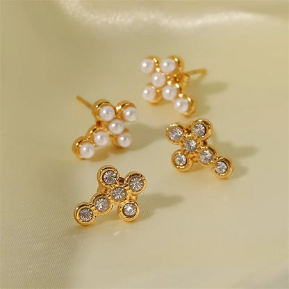 Small Cross Sterling Silver Stud Earrings