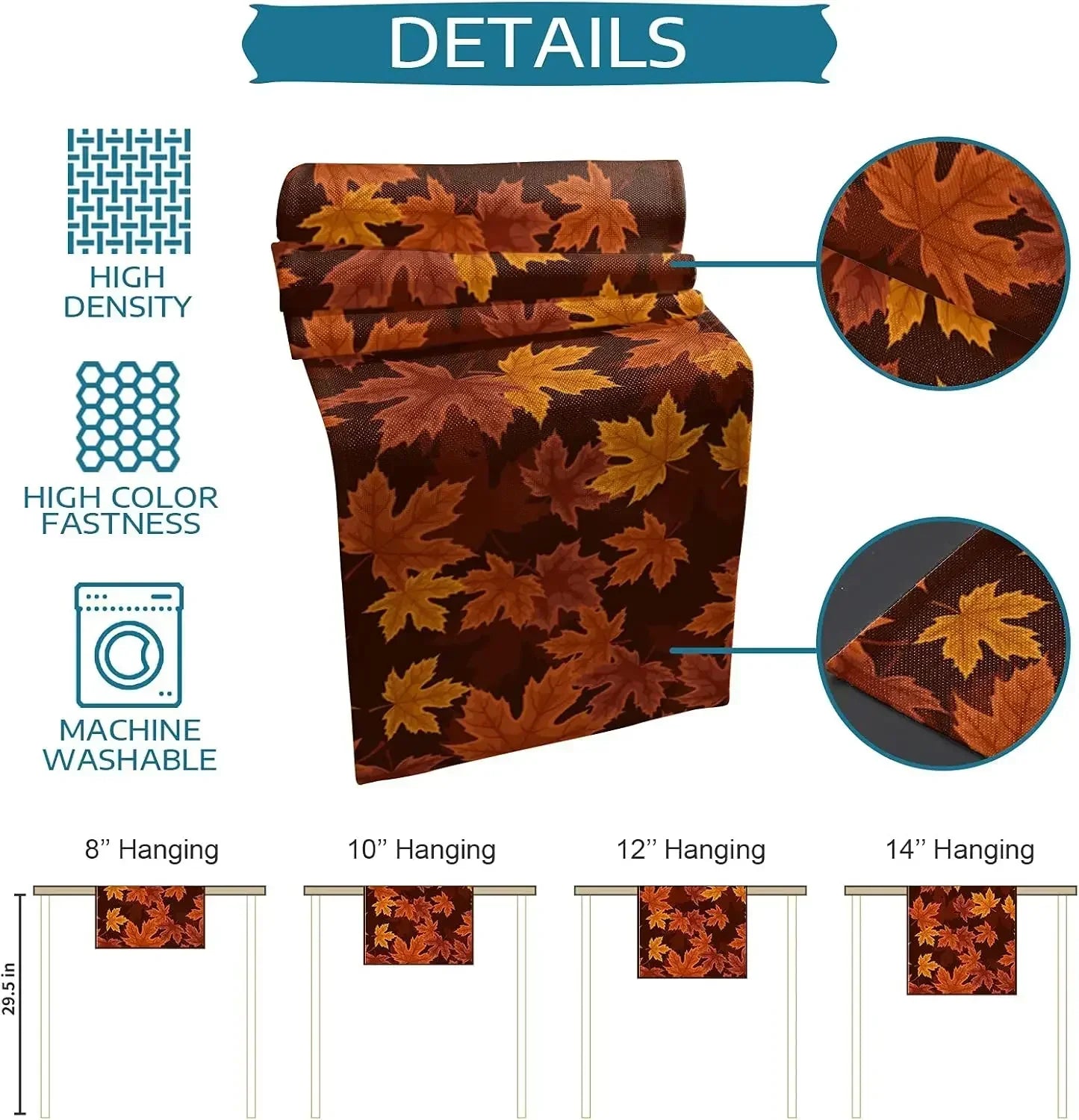 Rustic Beige Autumn Table Runner