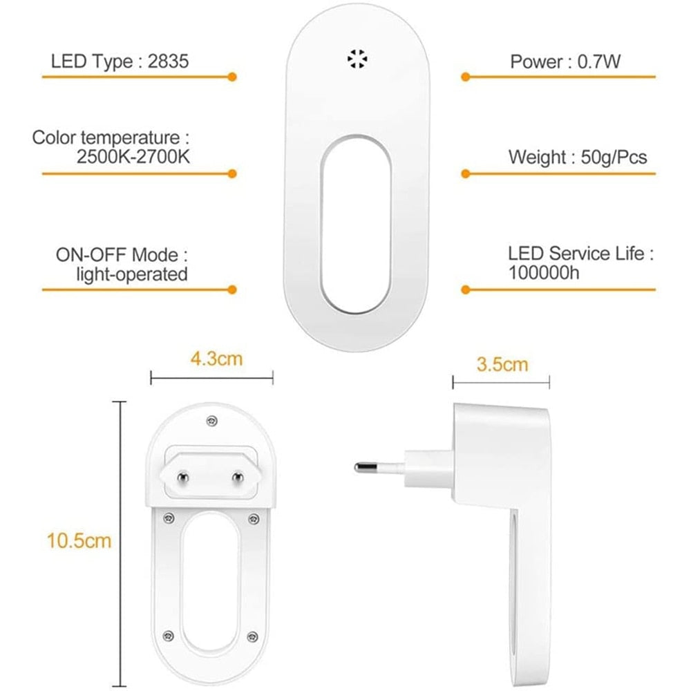 Automatic LED Nightlight Energy Saving Wall Socket - Luxicro