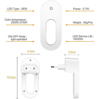 Automatic LED Nightlight Energy Saving Wall Socket - Luxicro
