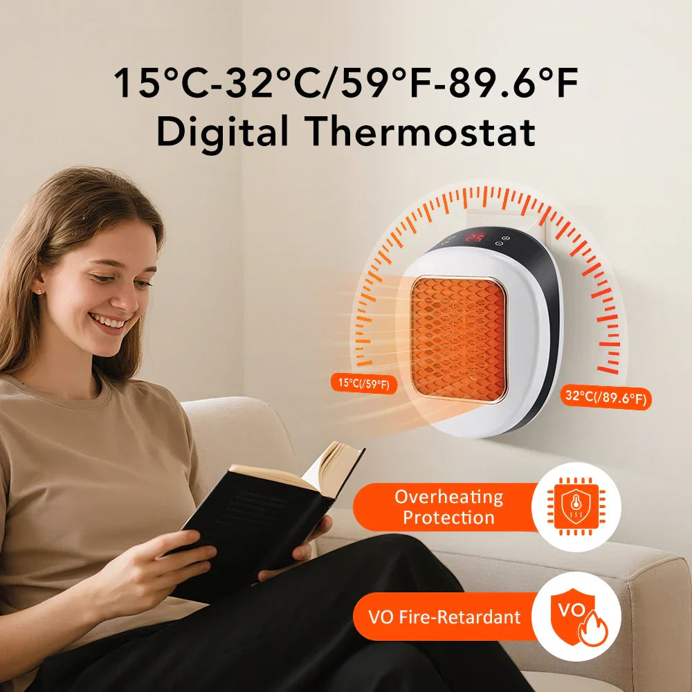 Fast Compact Electric Wall Heater with Remote