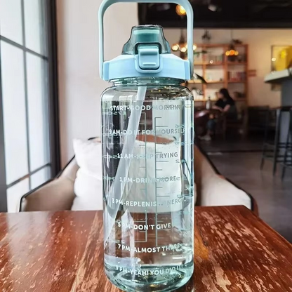 Large 68oz Sports Water Bottle with Lid and Meter