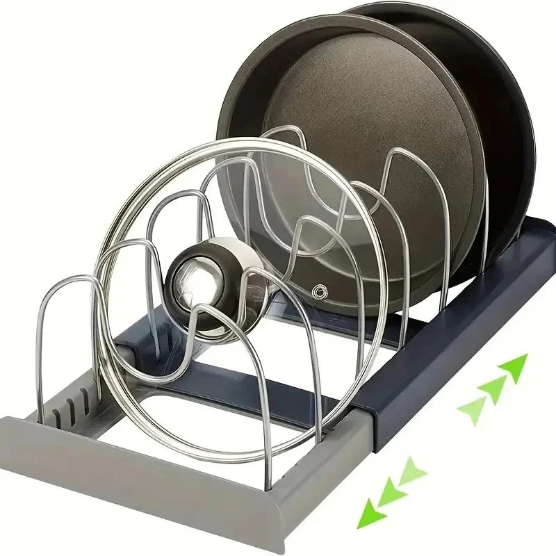 Space Saving Kitchen Pot Lid Holder – 7 Adjustable Compartments - Luxicro