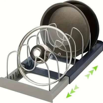 Space Saving Kitchen Pot Lid Holder – 7 Adjustable Compartments - Luxicro