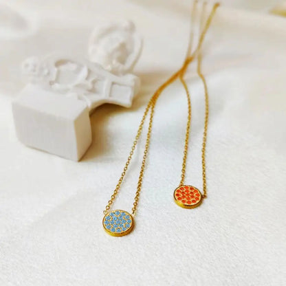 Sparkling Birthstone Circle Pendant Necklace