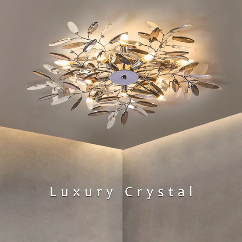 Elegant Crystal Wrought Iron Chandelier
