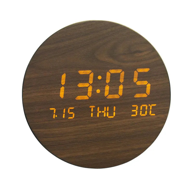 Natural Wood Alarm Clock with LED Screen