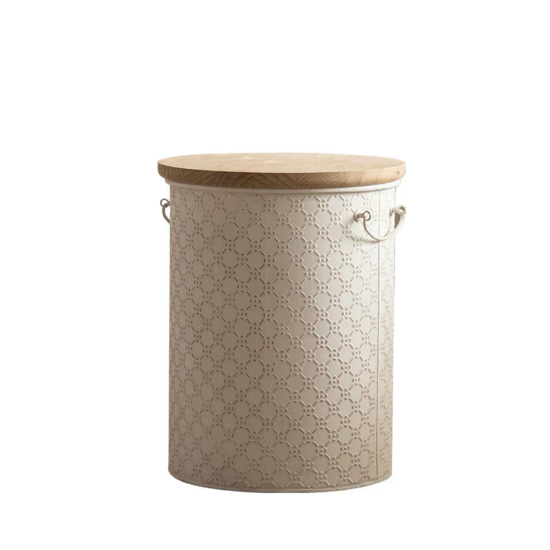 Space Saving Iron Side Table with Storage Bin