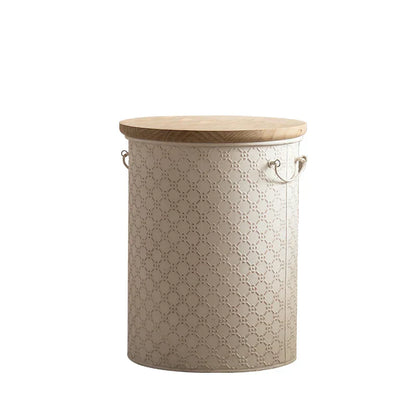 Space Saving Iron Side Table with Storage Bin