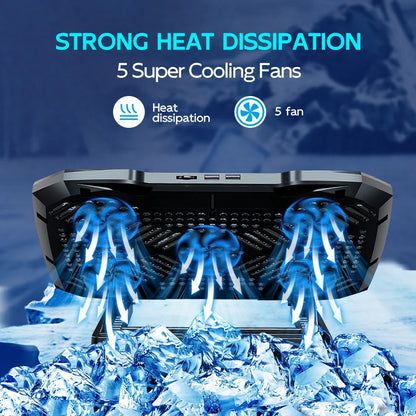 Portable Laptop Cooler Pad with Silent Fans & Stand