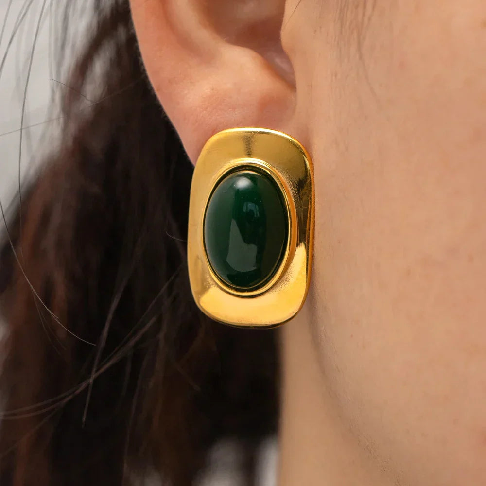 Elegant Emerald Teardrop Dangle Earrings - Luxicro