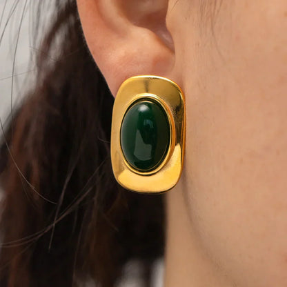 Elegant Emerald Teardrop Dangle Earrings - Luxicro