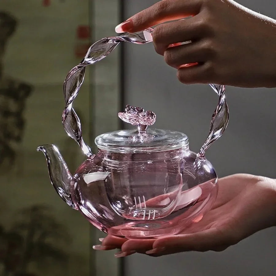 Elegant Floral Glass Teapot Infuser Set - Luxicro