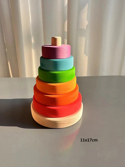Colorful Wood Stacking Blocks Toy Set for Kids