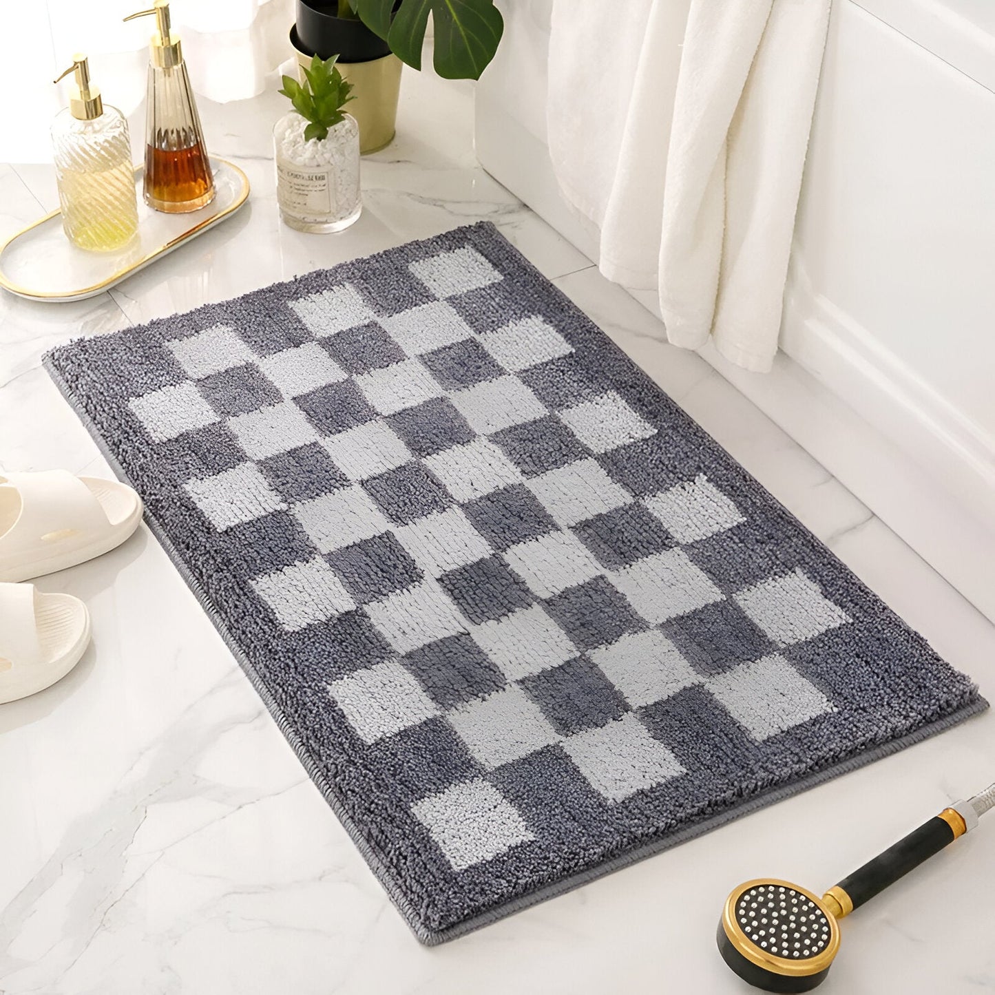 Comfortable Checkered Bath Floor Mat