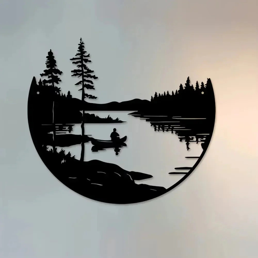 Rustic Metal Wall Decor: Nature Scene Round Art Piece - Luxicro