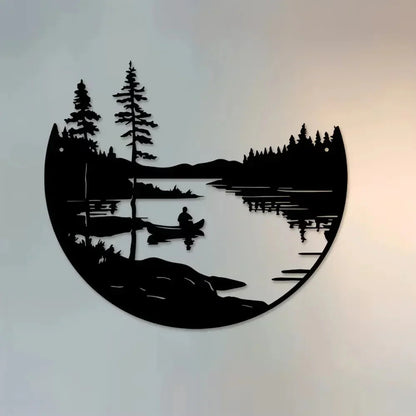 Rustic Metal Wall Decor: Nature Scene Round Art Piece - Luxicro