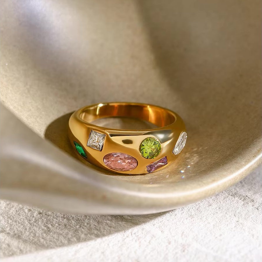 Fashionable Geometric Stone Ring
