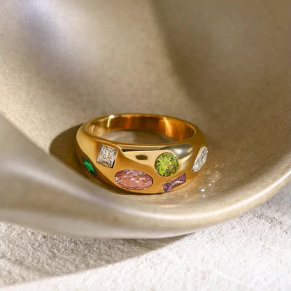 Fashionable Geometric Stone Ring