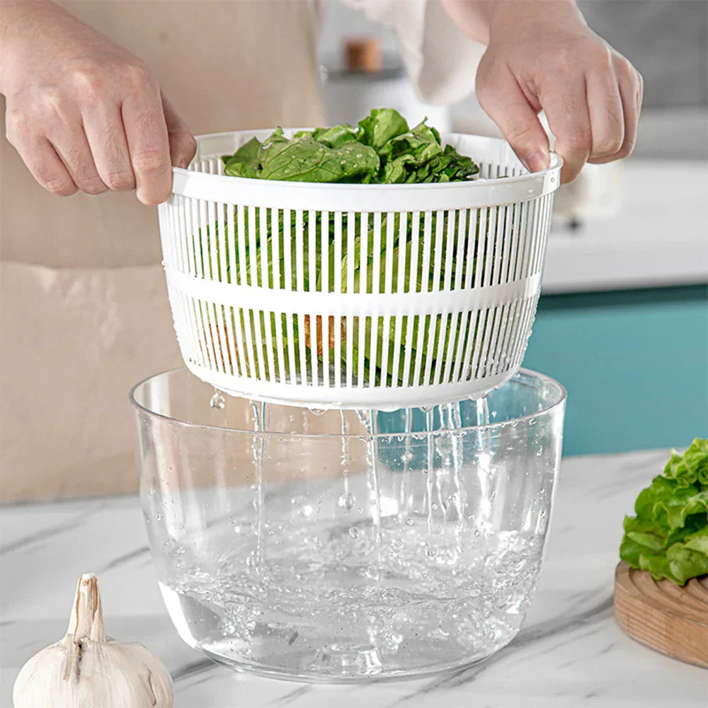 Compact Salad Spinner with Locking Lid and Stable Base