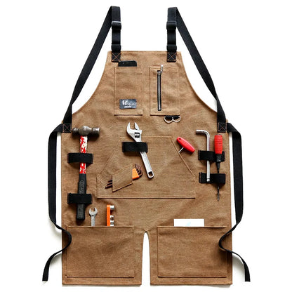 Heavy Duty Adjustable Crossback Work Apron with Pockets