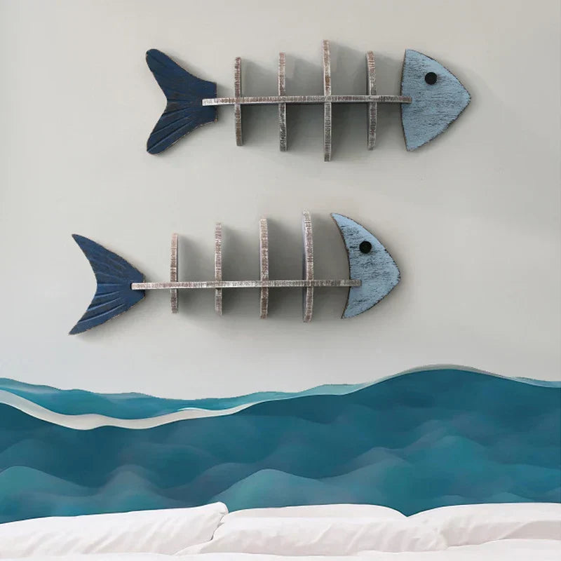 Rustic Wood Coastal Wall Shelf