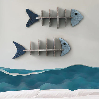 Rustic Wood Coastal Wall Shelf