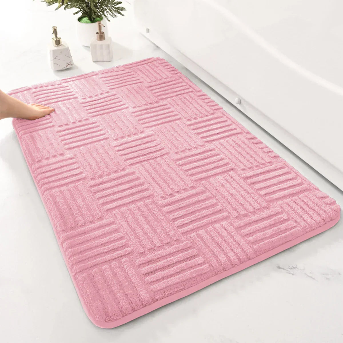Gentle Blue Striped Anti Slip Bath Mat