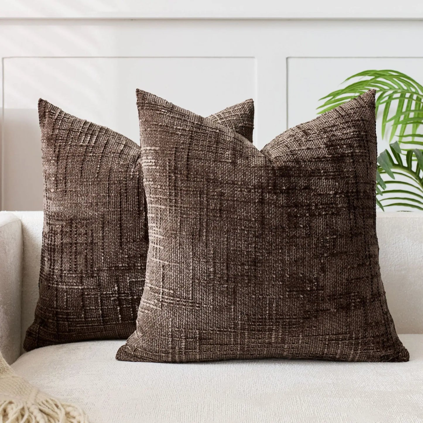 Plush Chenille Pillow in Simple Colors for Living Room