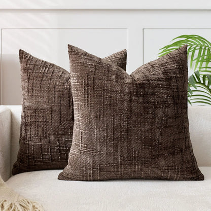 Plush Chenille Pillow in Simple Colors for Living Room