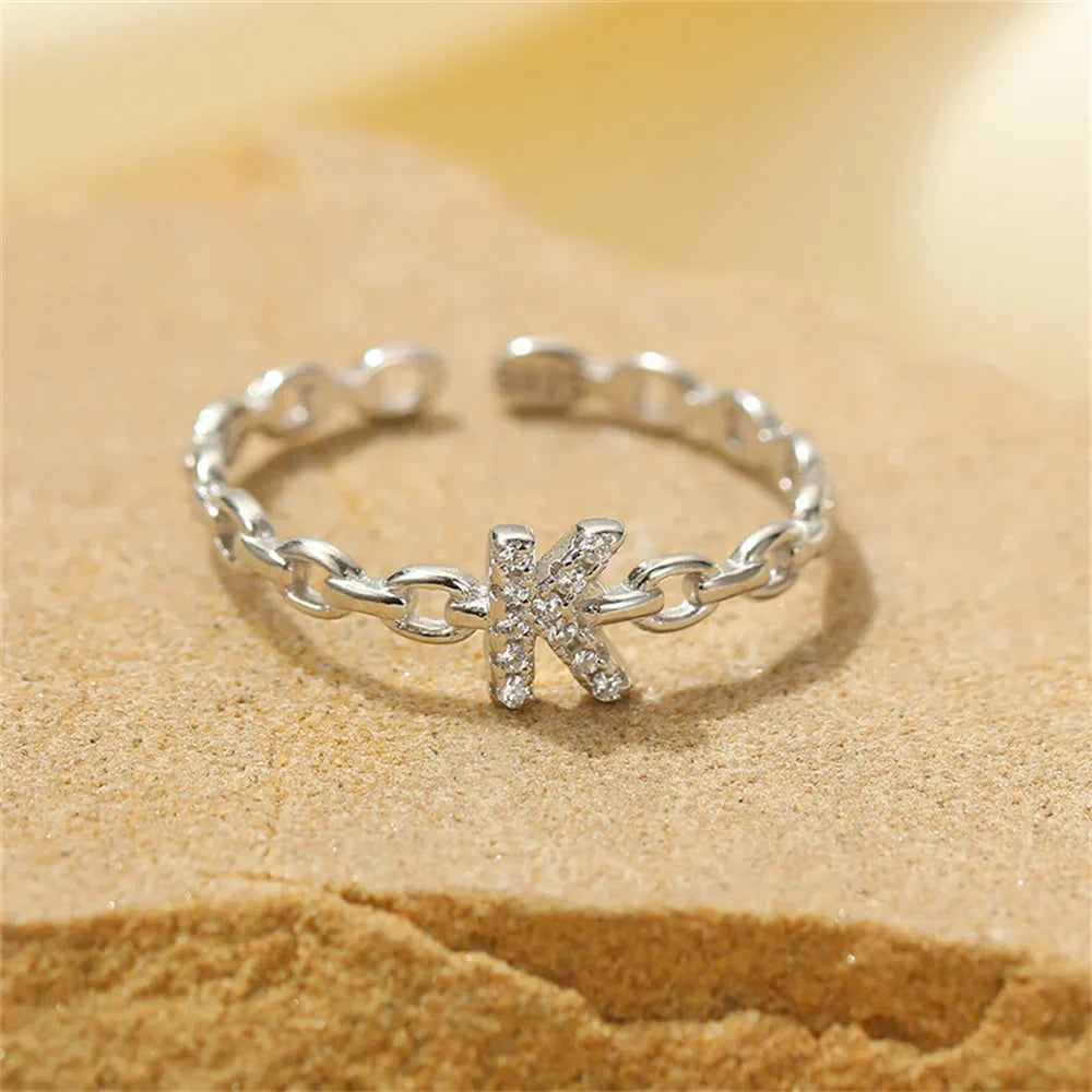 Elegant Initial Diamond Letter Ring