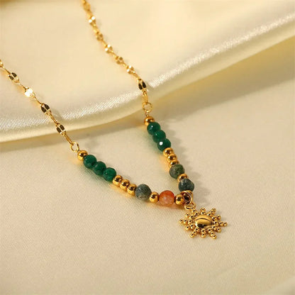 Dainty Boho Chic Sun Drop Necklace