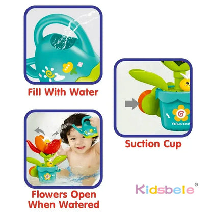 Colorful Flower Splash Bath Playset with Spray Can