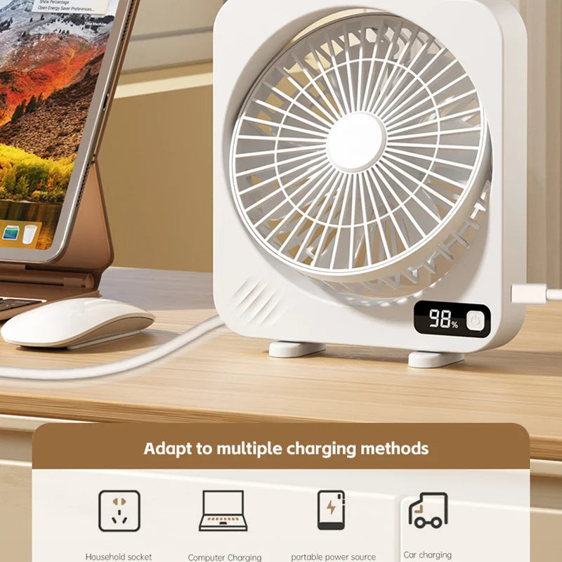 Compact USB Desk Fan with 5-Speed Digital Control