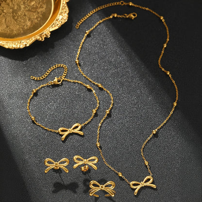 Dainty Pearl Satellite Necklace Set for Ladies