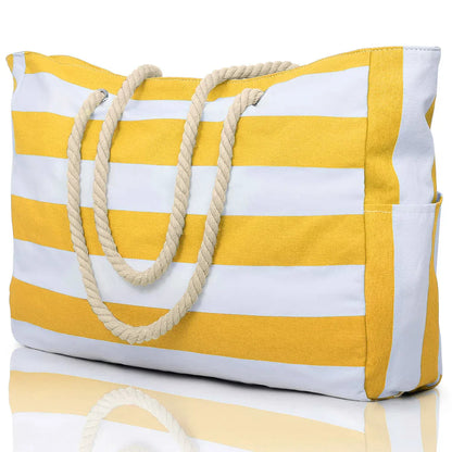 Vibrant Patterned Zip Beach Tote Bag