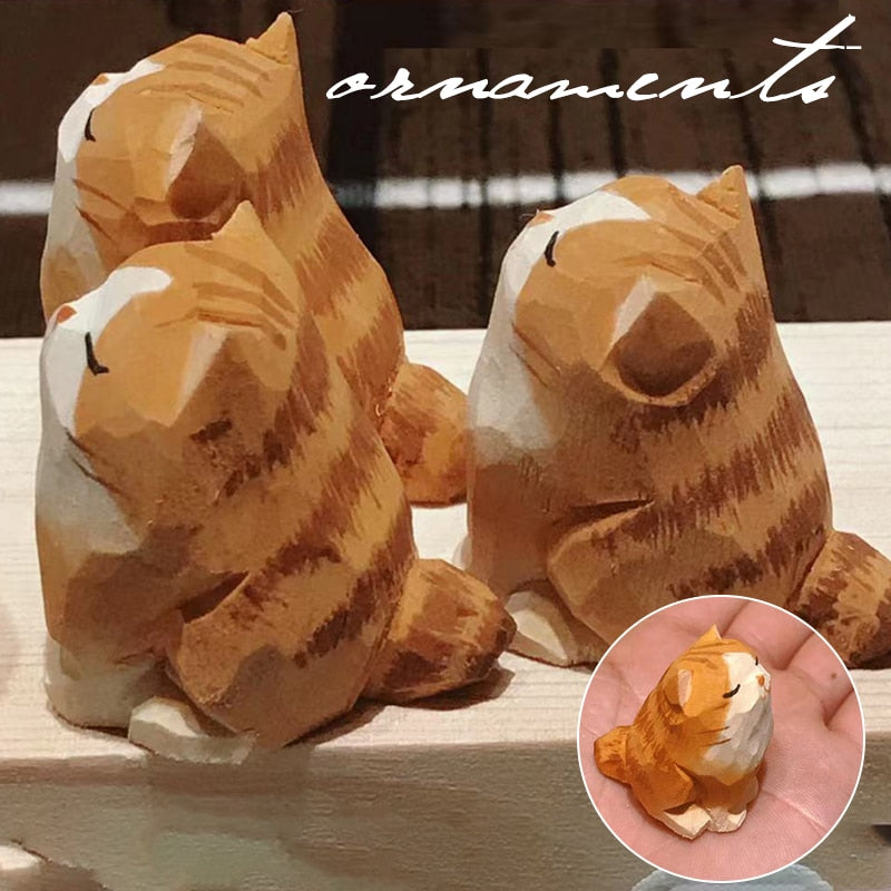 Adorable Handcrafted Wood Pet Figurines
