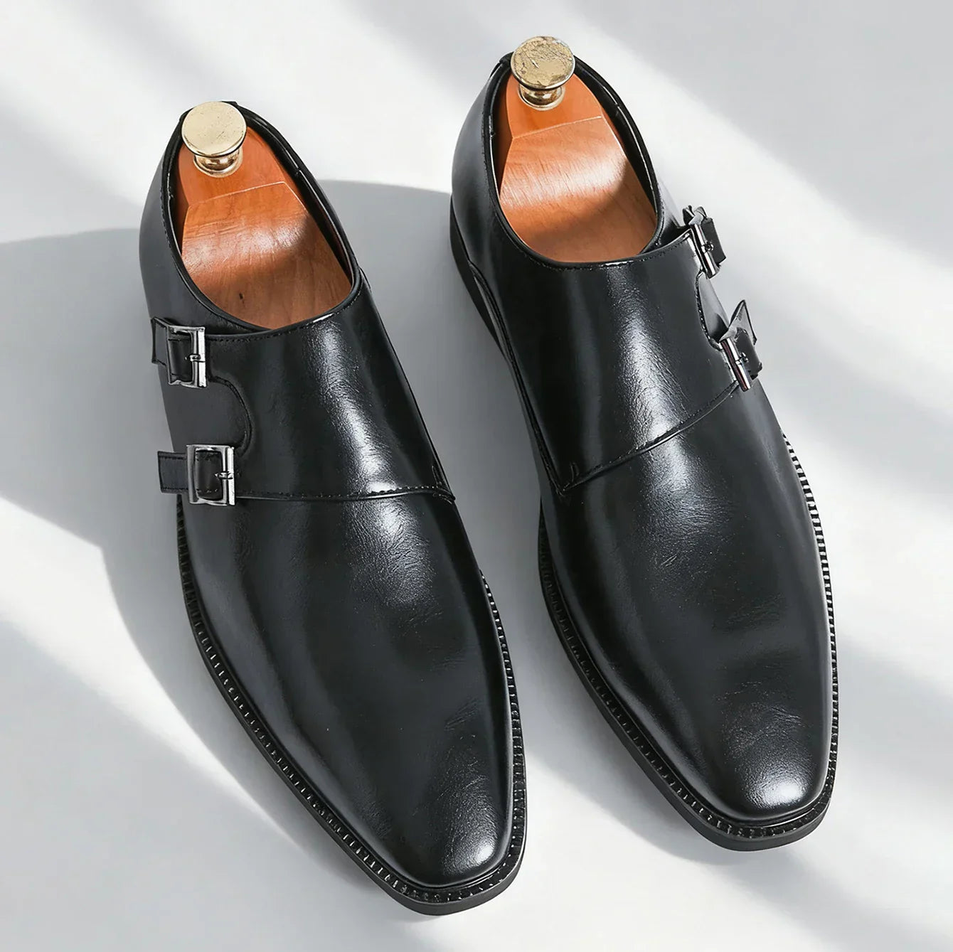 Leather Formal Shoes | Elegant Double Buckle Footwear