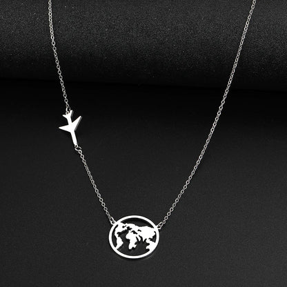 Vintage World Map Pendant Necklace