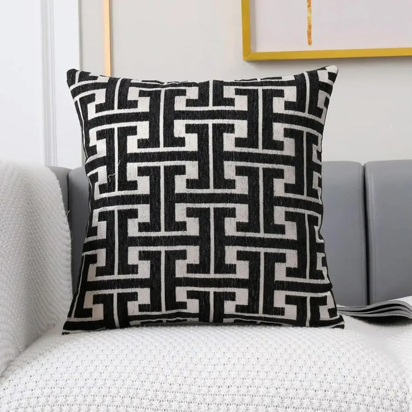 Colorful Stitched Throw Pillow Cover for Living Room