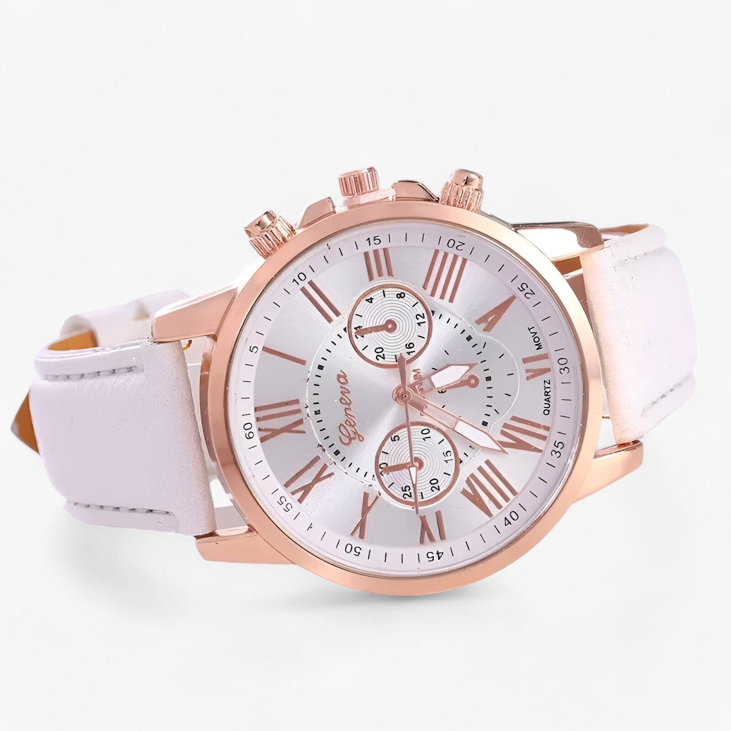 Durable Brown Leather Ladies Watch 42mm