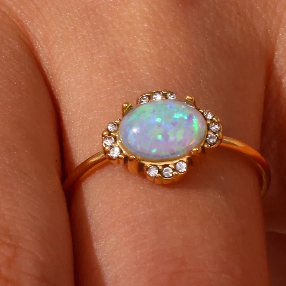 Shiny Gemstone Adjustable Fashion Rings