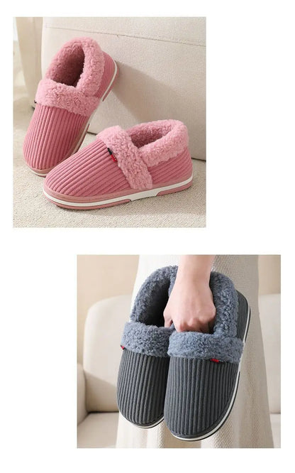 Cozy Couple Plush Slippers with Grip Soles