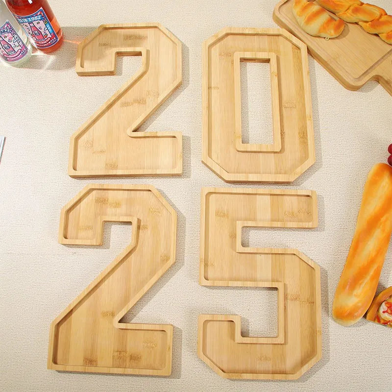 Rustic Wood Numbered Serving Platter
