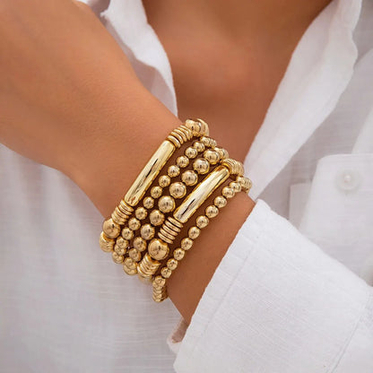 Fashionable Multi Strand Bead Bracelet Set - Luxicro