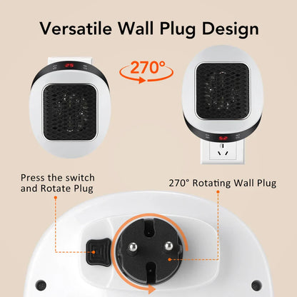 Fast Compact Electric Wall Heater with Remote