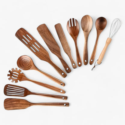 Kitchen Essentials 11 Piece Wooden Tool Set - Luxicro