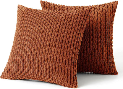 Soft Striped Velvet Decorative Pillow in Modern Rustic Style